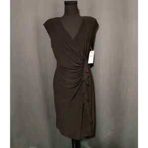 American Living Black Sleeveless Dress Stretchy Side Ruched Ruffle Size 10 NWT